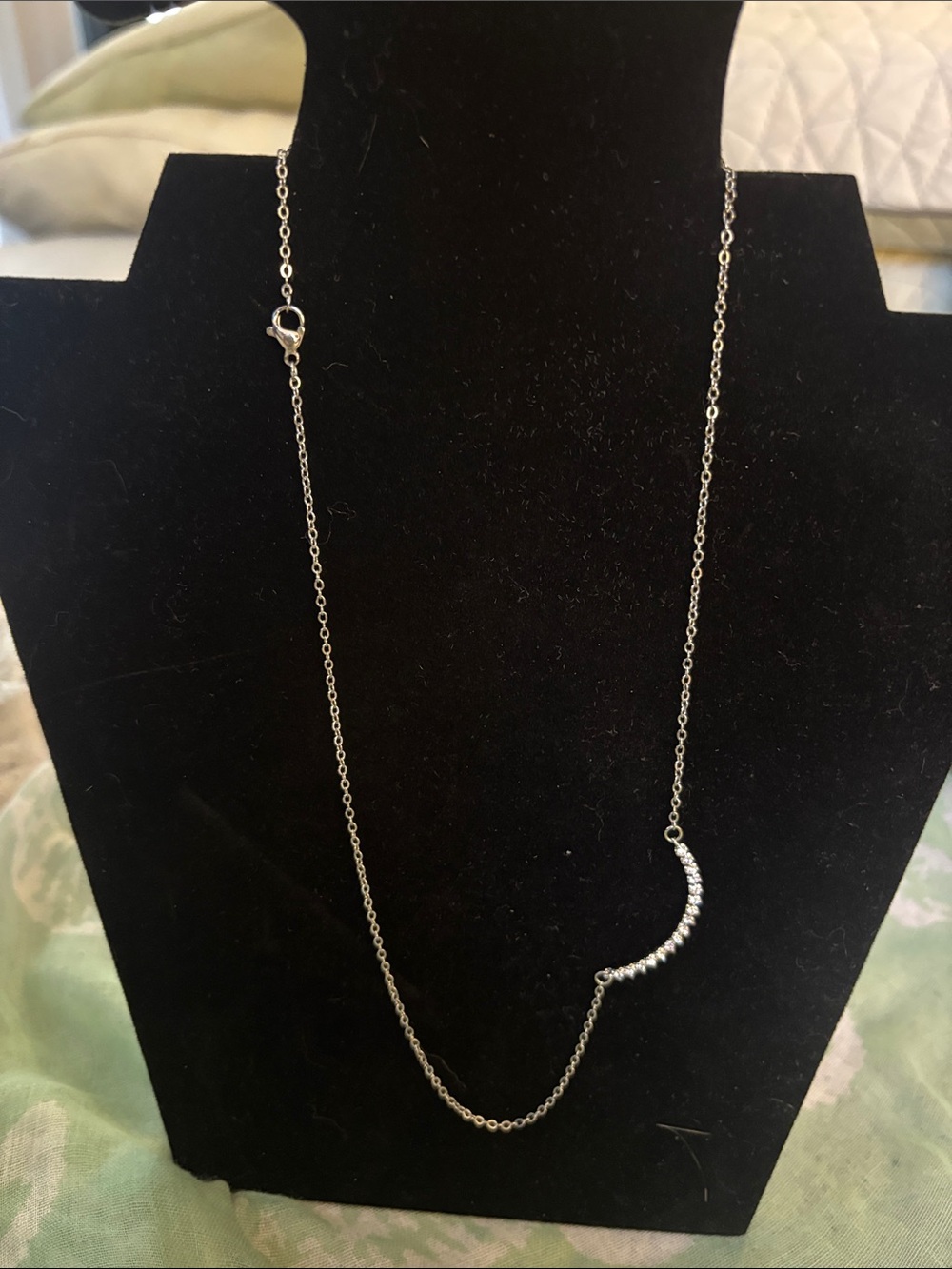 Delicate Silver Curved Crystal Bar - Picture 2 of 3